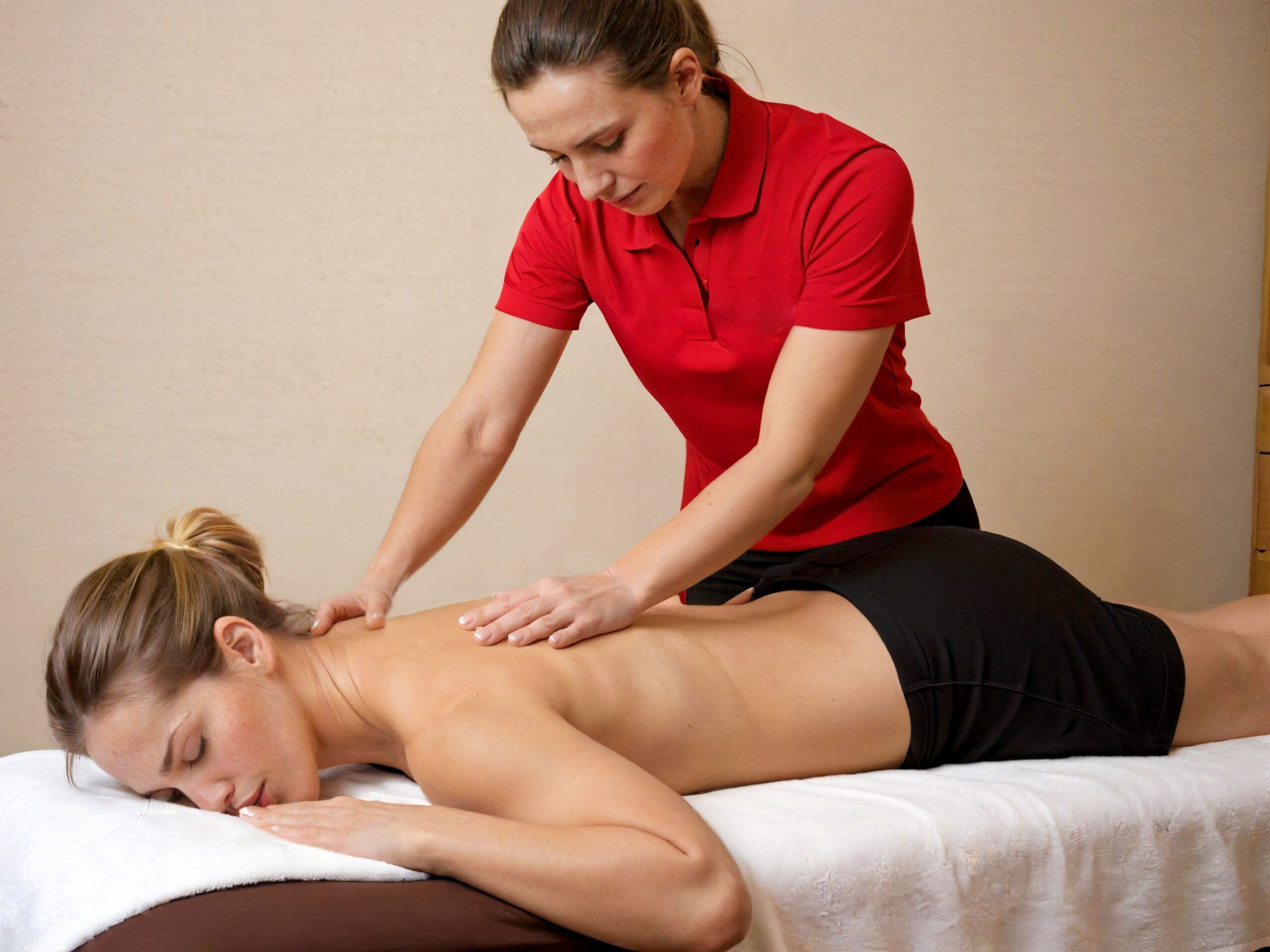 Terapia manual en la espalda durante una sesión de fisioterapia