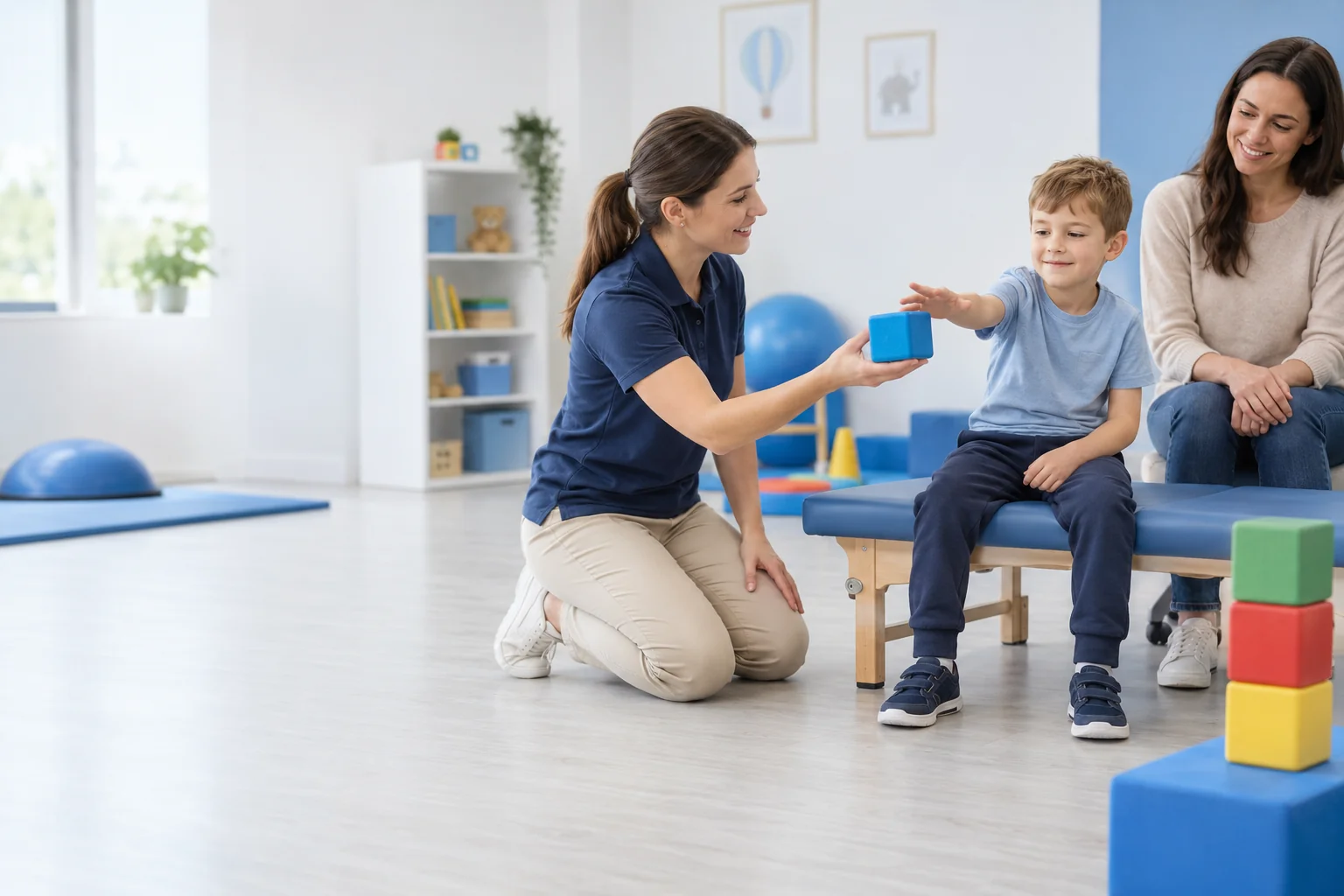 Imagen ilustrativa de una actividad de coordinación en fisioterapia pediátrica